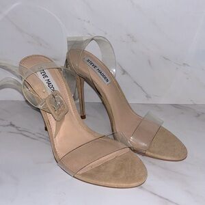 NEW Steve Madden seeme clear stiletto natural heels sz 7.5